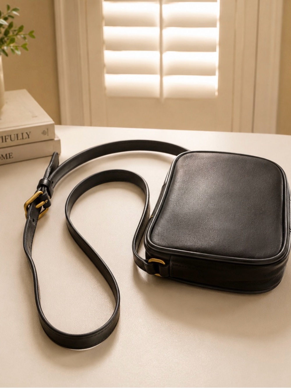 Coach #9031 black leather vintage Wendie crossbody bag